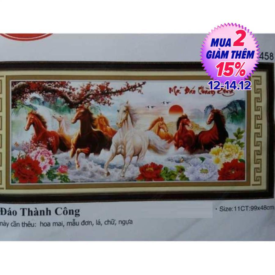 Tranh Thêu chữ thập Mã đáo thành công AL53458