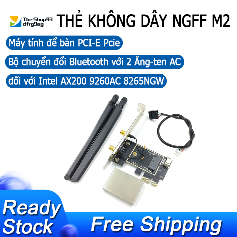 Bảng giá Bộ điều hợp chuyển đổi Bluetooth dành cho máy tính để bàn NGFF M2 sang PCI-E Pcie với 2 ăng ten AC cho Intel AX200 9260AC 8265NGW Phong Vũ