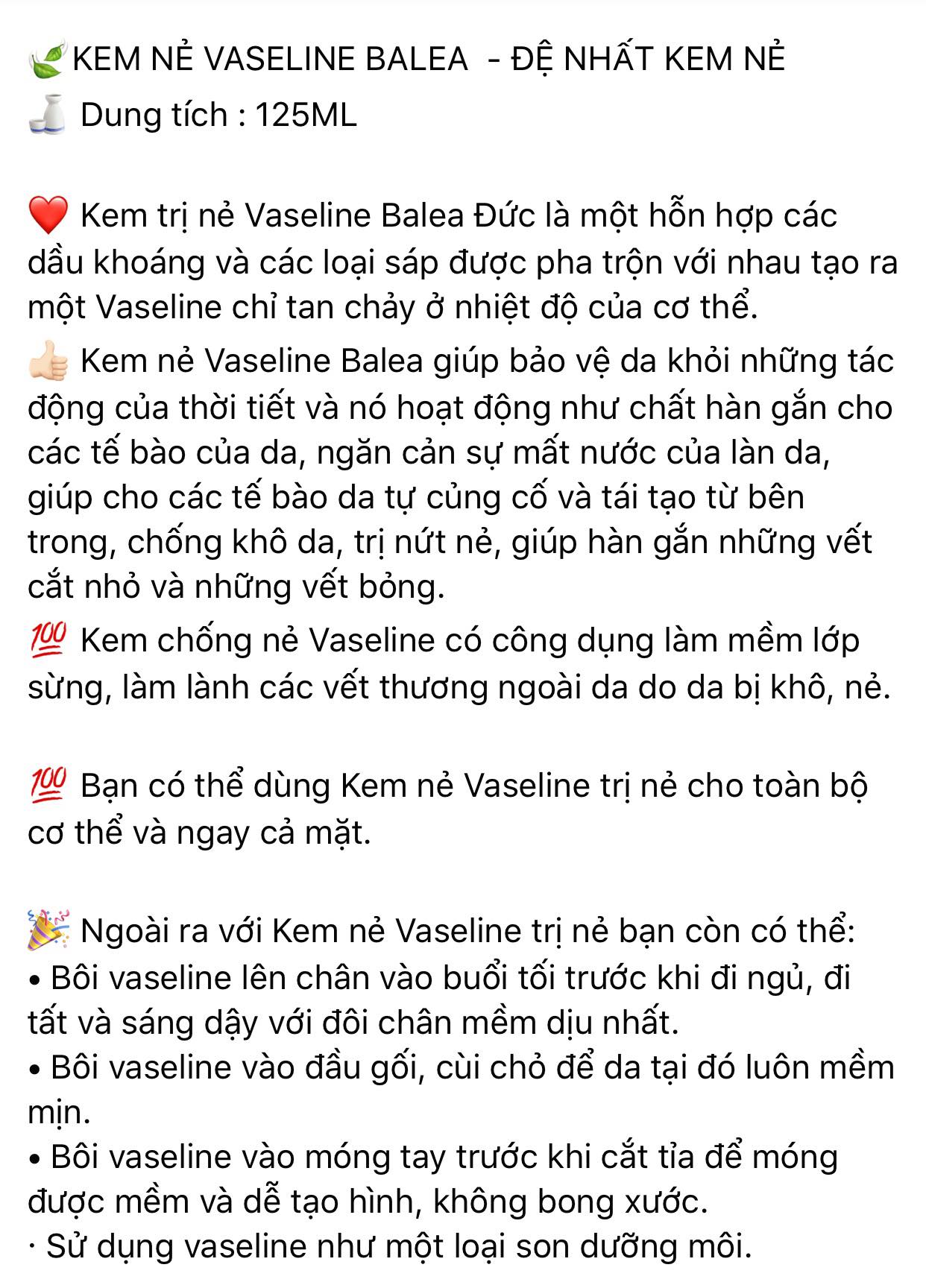 KEM NẺ VASELINE BALEA  - ĐỆ NHẤT KEM NẺ
