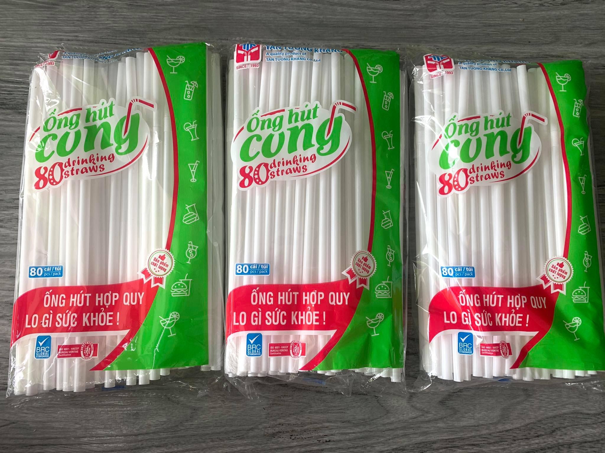 ống hút cong - gói 80 ống