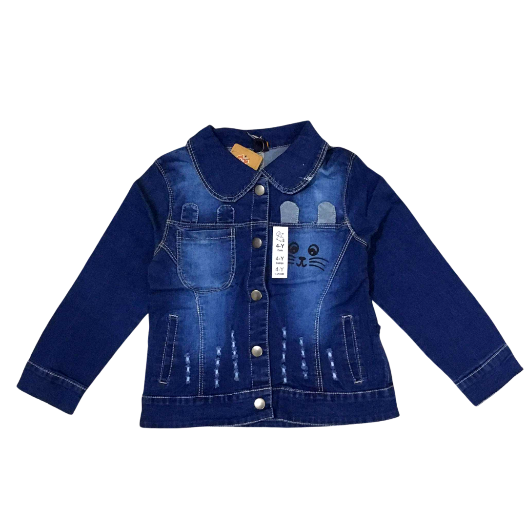 Áo khoác jeans thêu hoa cho bé gái 12-27kg