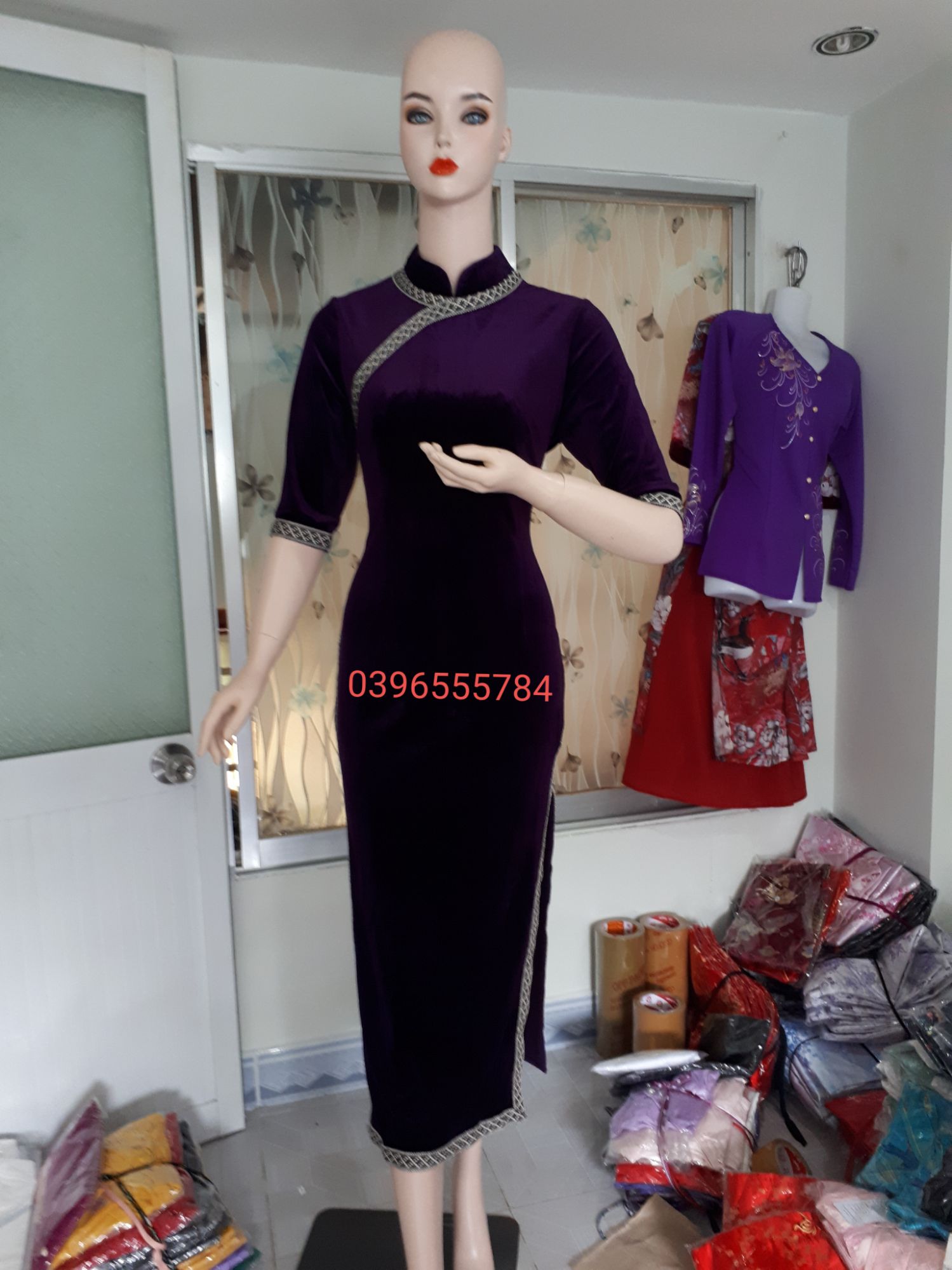 Sườn xám Nhung trơn