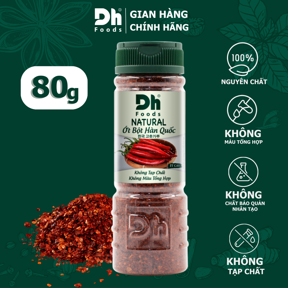 Natural Ớt Bột Hàn Quốc Dh Foods hũ 45/80gr - 100% bột ớt Hàn Quốc nguyên chất, gia vị tạo màu nấu ăn, ướp kim chi, thịt cá