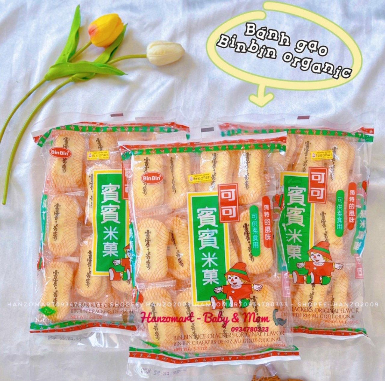 Bánh ăn dặm cho bé gạo Binbin hữu cơ