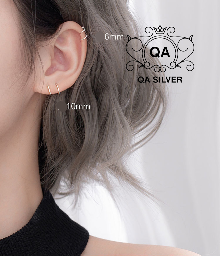 Khuyên tai bạc 925 xoắn lò xo kẹp vành bông nam nữ cuộn tối giản S925 MINIMAL QA SILVER Earrings EA190911