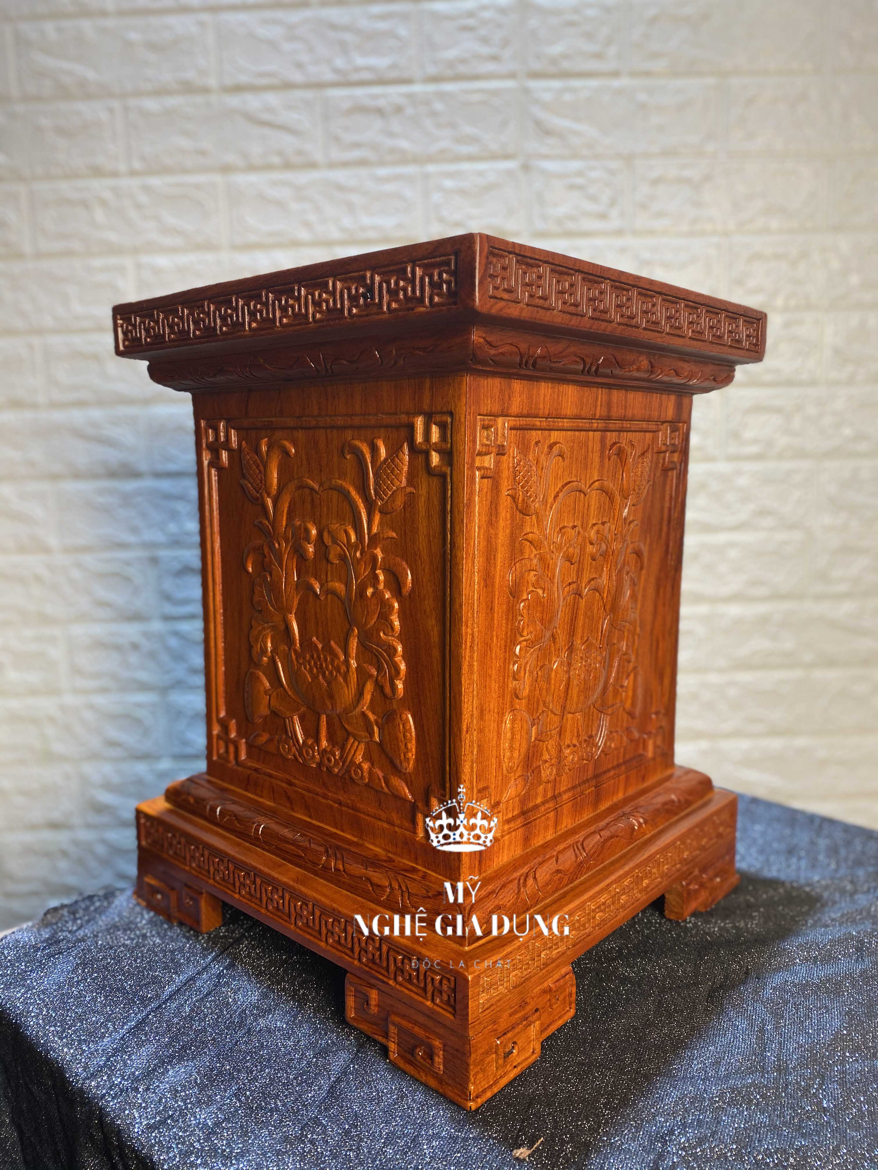 Đôn chân loa kê đồ gỗ hương đá cao 40cm