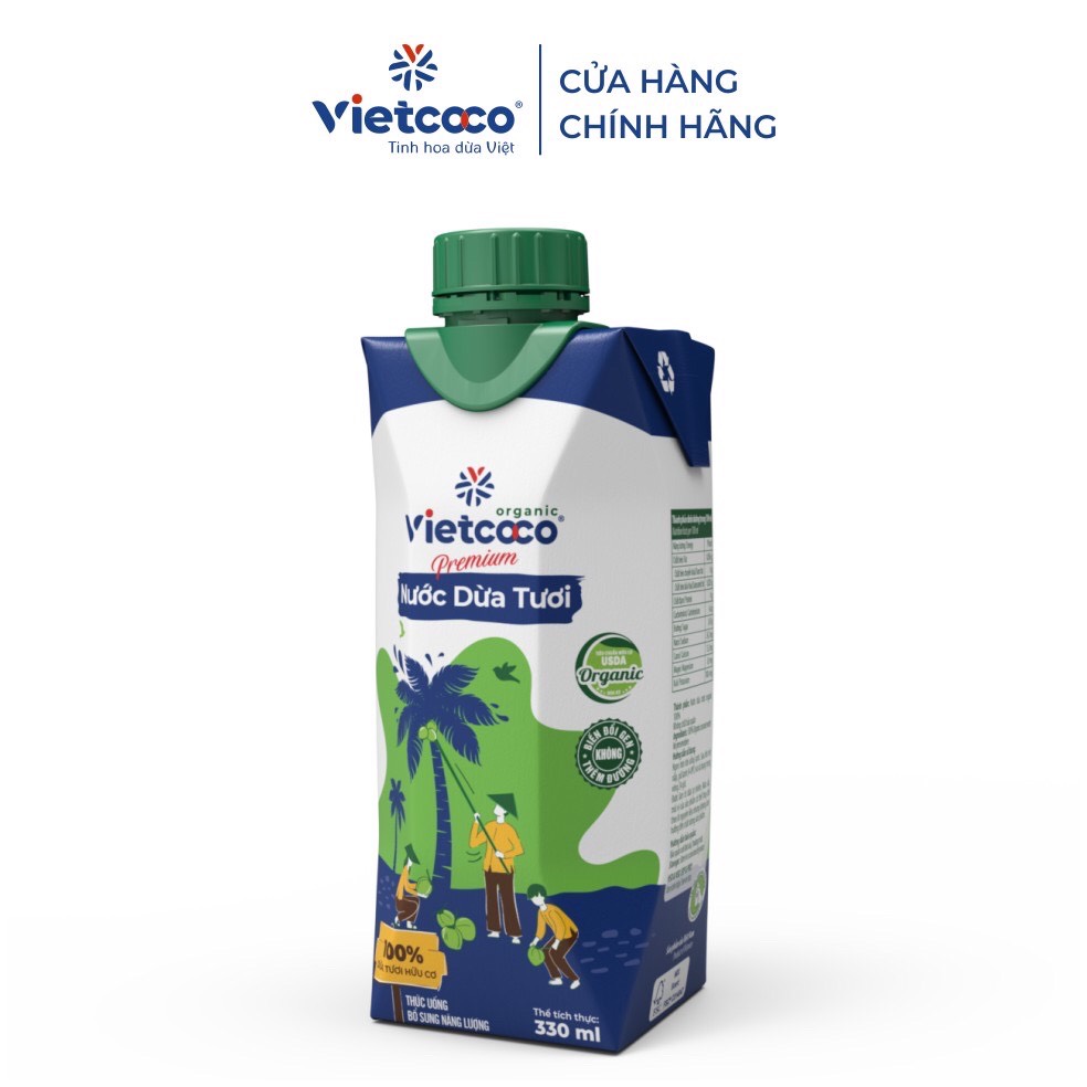 Nước dừa tươi UHT organic Vietcoco 330ml
