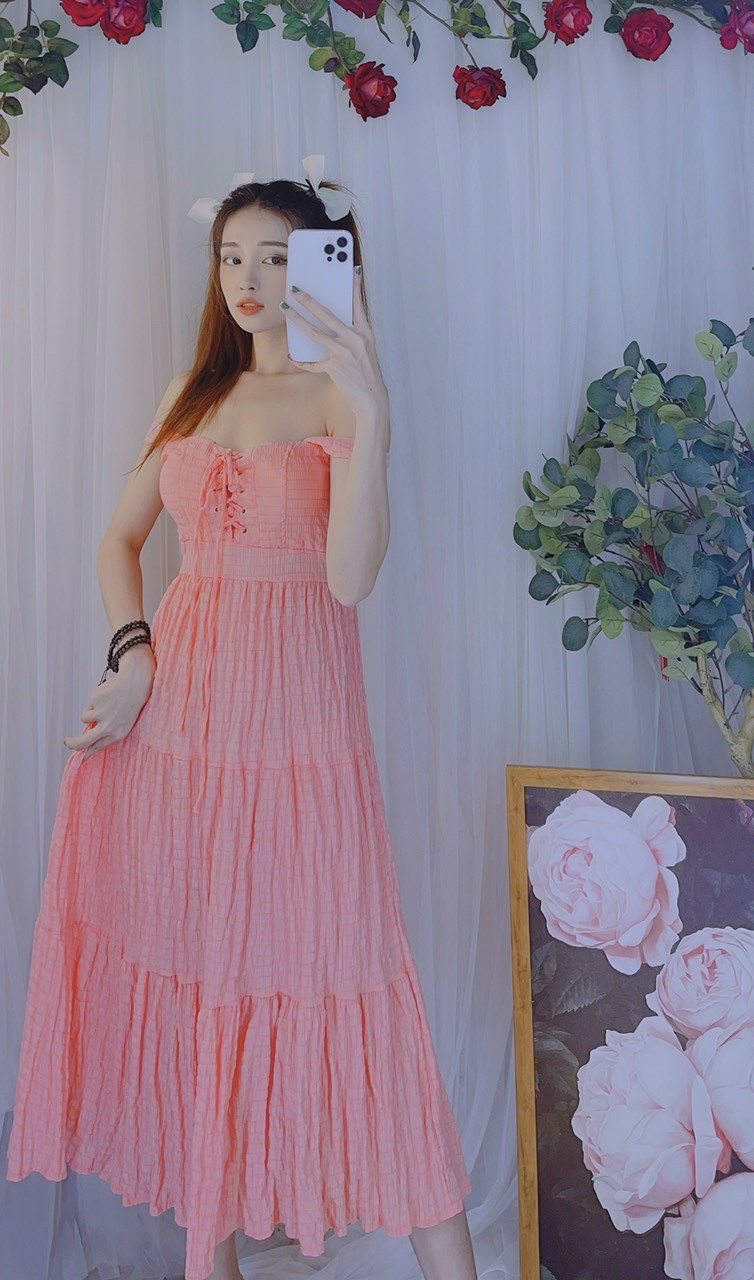 Đầm maxi xốp đan dây ngực lưng chun siêu hot
