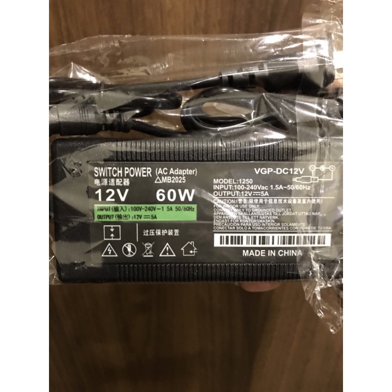 Nguồn, Adapter 12v 5A, 10A jack 5.5*2.5 có đèn led báo