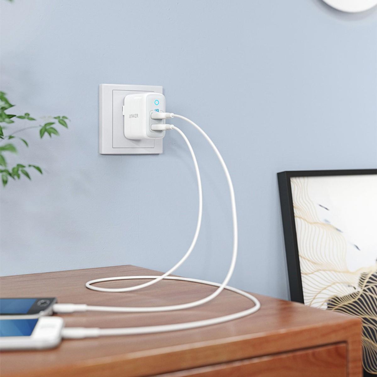 [HCM]Adapter Sạc 2 Cổng Anker PowerPort II 24W