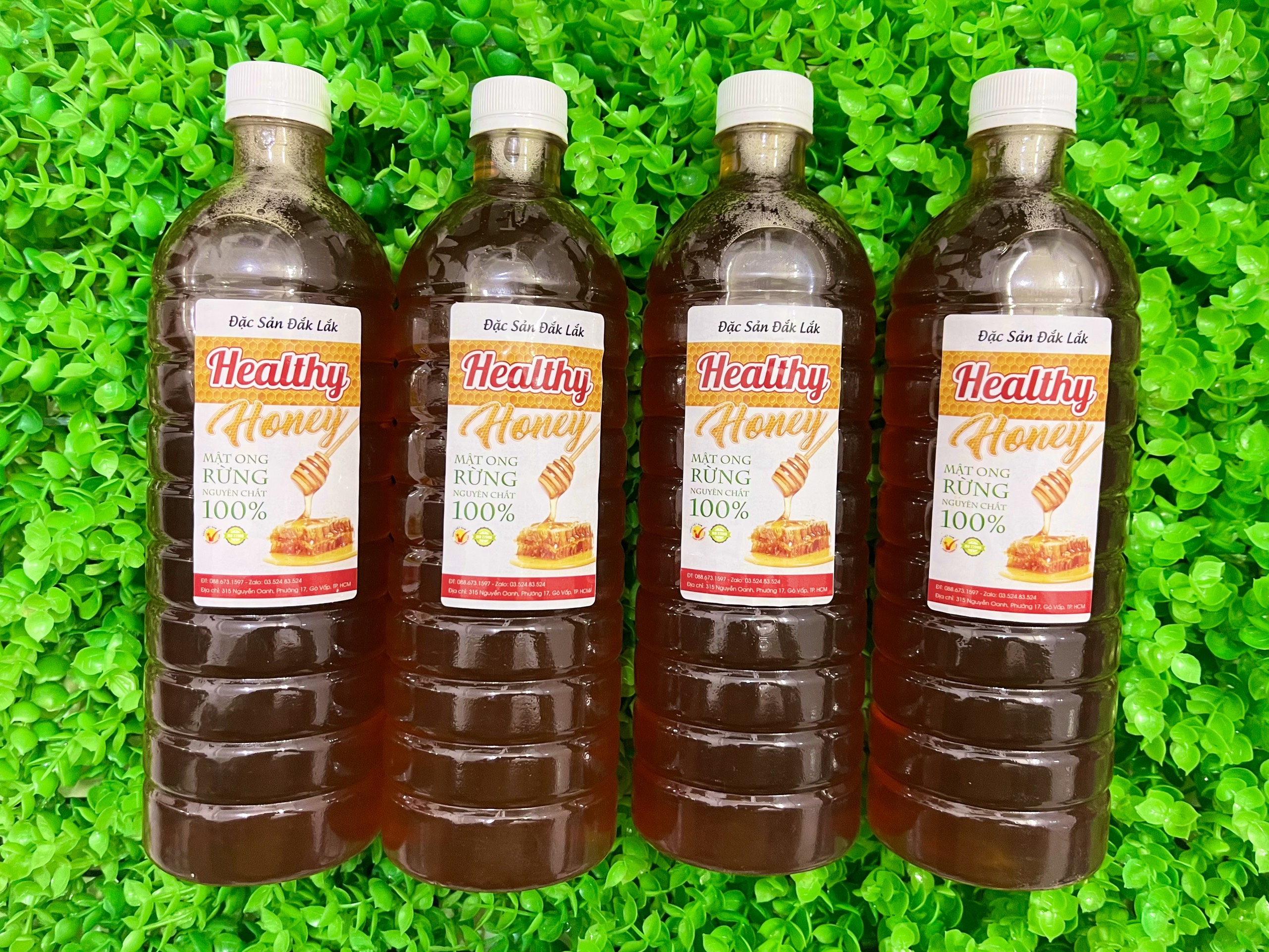 Combo 4 chai 1 lít mật ong nguyên chất hoa cà phê đắk lắk hiệu healthy honey – cam kết nguyên chất 100%