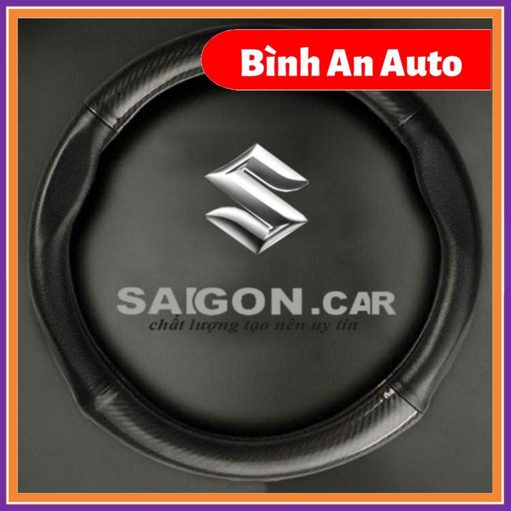 Bọc vô lăng vân cacbon logo SUZUKI