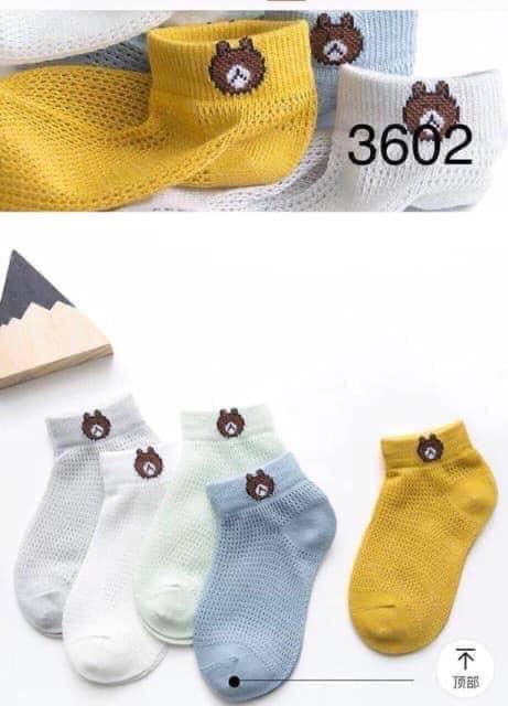 Set 5 Đôi Tất Lưới Gấu Trẻ Em Xuất Nhật