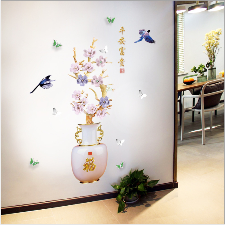 [HCM]Decal trang trí tường - Chậu Hoa mẫu đơn  đẳng cấp
