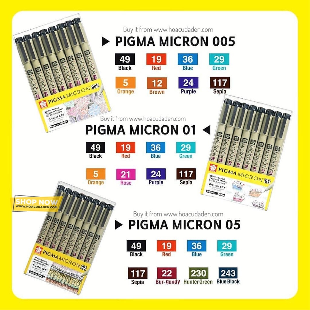 [HCM]Bộ 8 Bút Line Màu Sakura Pigma