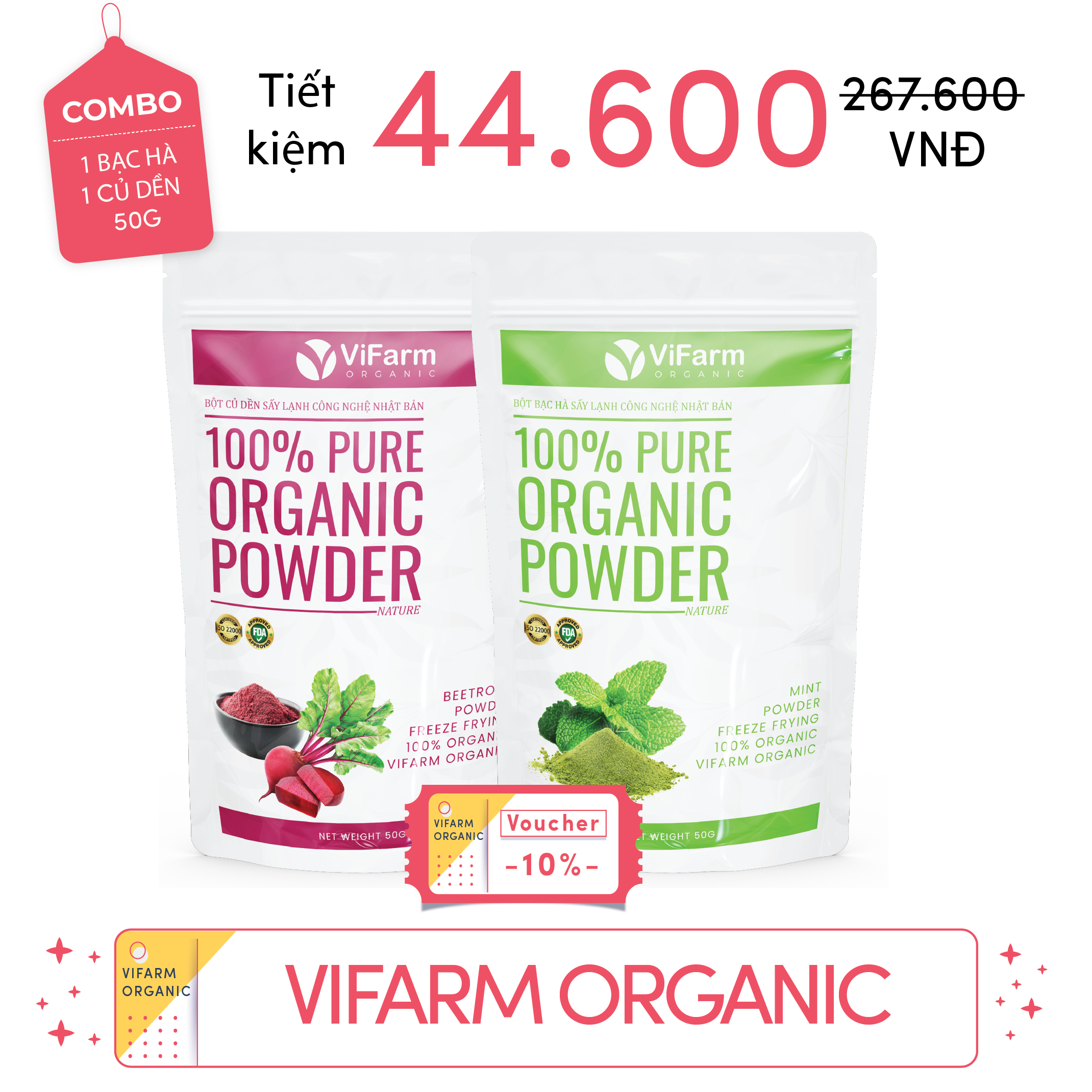 Bột Bạc Hà Nguyên Chất ViFarm 50g