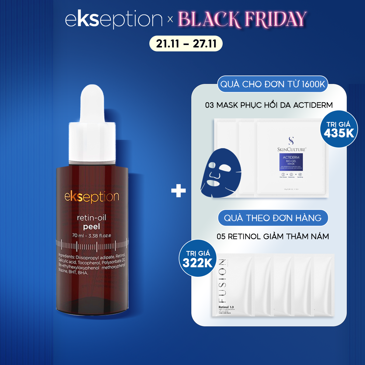 Serum peel da Ekseption Retin-oill (nồng độ 6% acid, 3.46% retinol, 2% BHA) 70ml