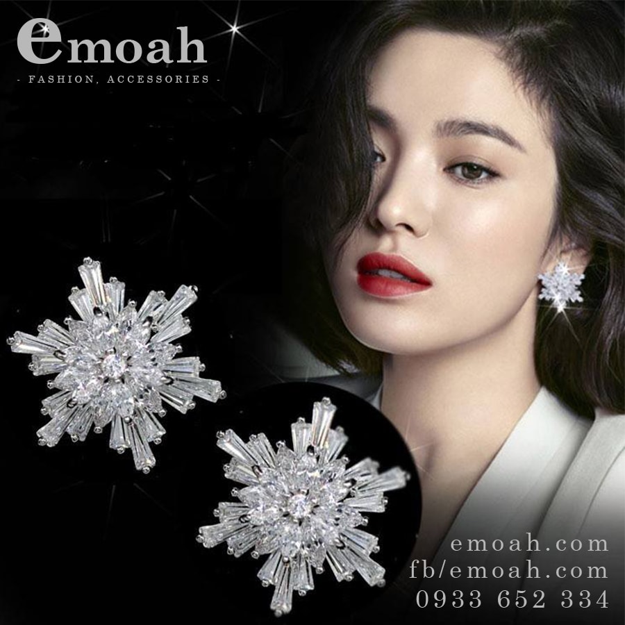 Bông tai nụ 6 cánh đá cc