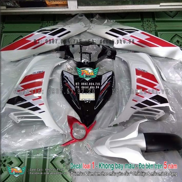 Tem rời EX Exciter 150 RC trắng đen đỏ 2 Hàng loại 1