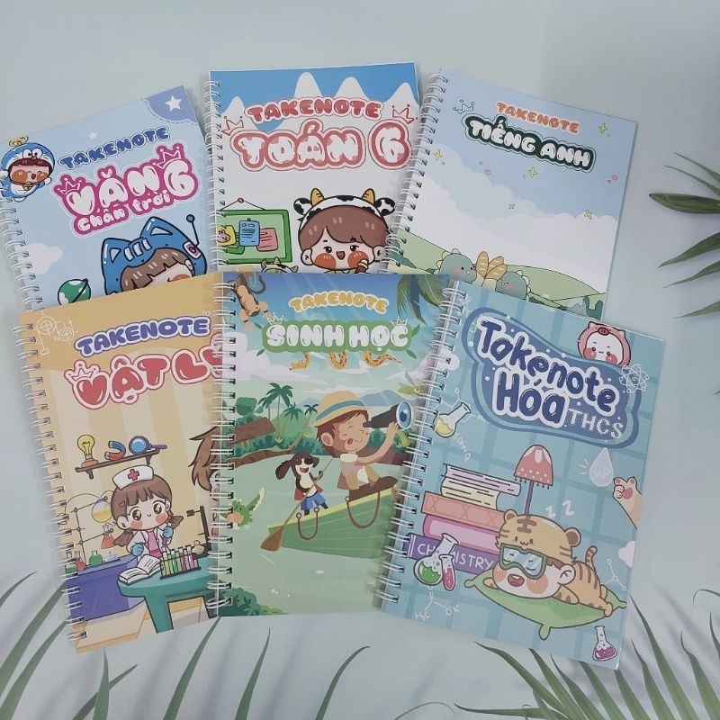 Combo of 6 grade of takenotes: Math, Van, Ly, chemical, birth, A5