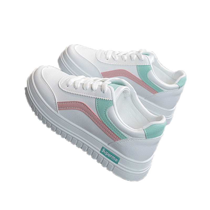 Giày sneakers nữ trắng viền 2 màu thể thao