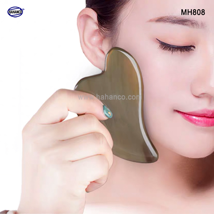 Dụng cụ Mát xa Cạo gió bằng sừng dày đẹp - làm mịn da mặt và toàn thân giúp lưu thông khí huyết (MH808) - HAHANCO