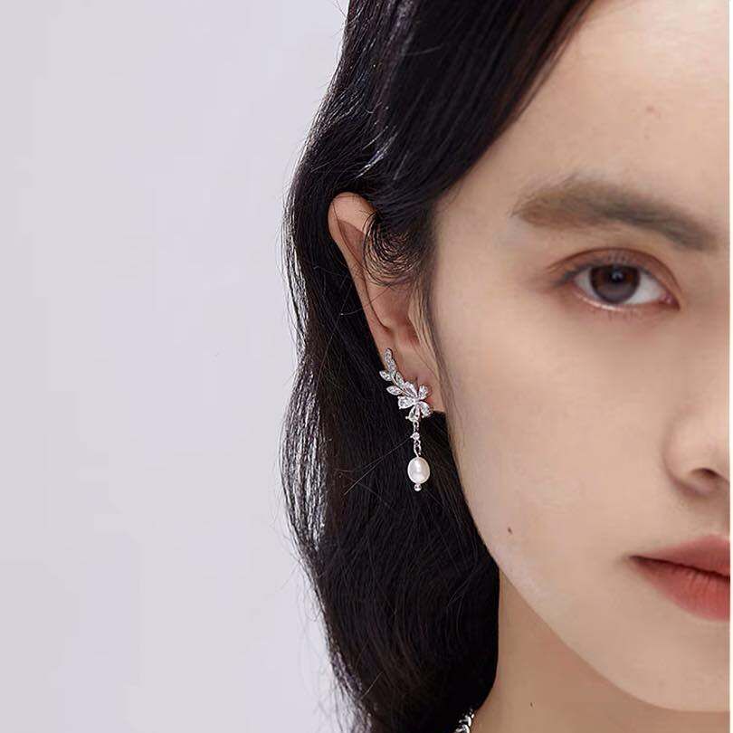 Bông tai bạc thời trang chất liệu bạc s925 MS98c