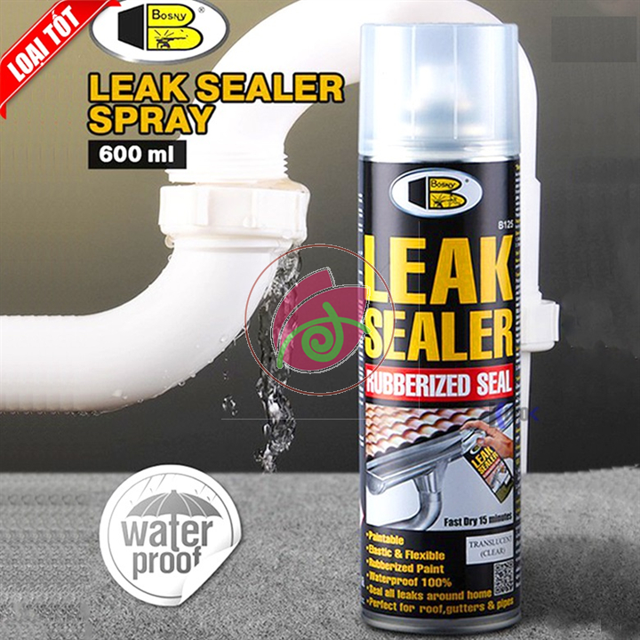 Bình Xịt Chống Thấm Dột Đa Năng Leak Sealer Bosny Thái Lan 600ml B125 / Chai Xịt Chống Thấm Dột Mái Nhà Mái Tôn, Xịt Chống Thấm Nước Tường - Phủ Bề Mặt Chống Rò Rỉ Ống Nước