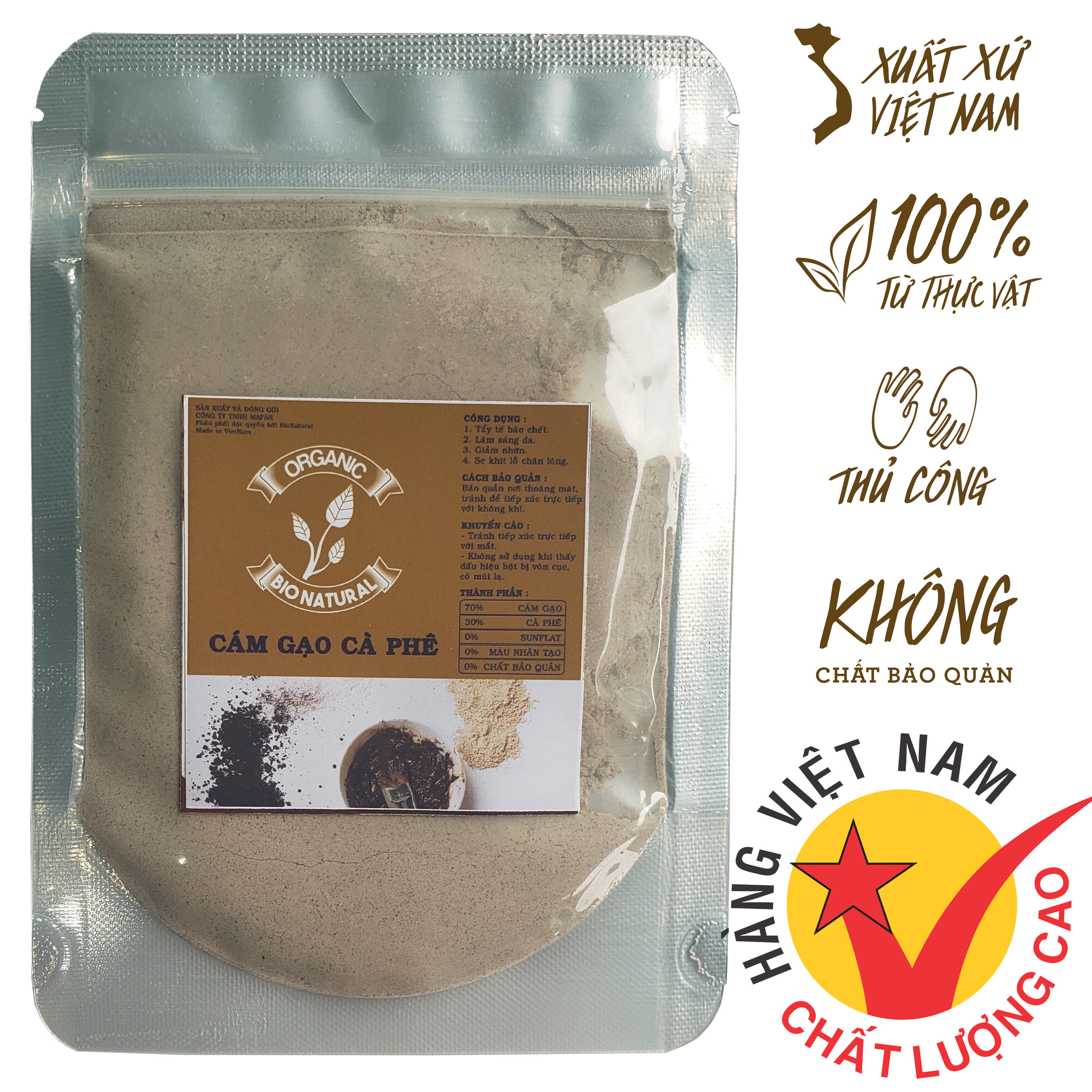 [HCM][BIONATURAL] Bột đắp mặt Cám Gạo Cà Phê handmade 50gr