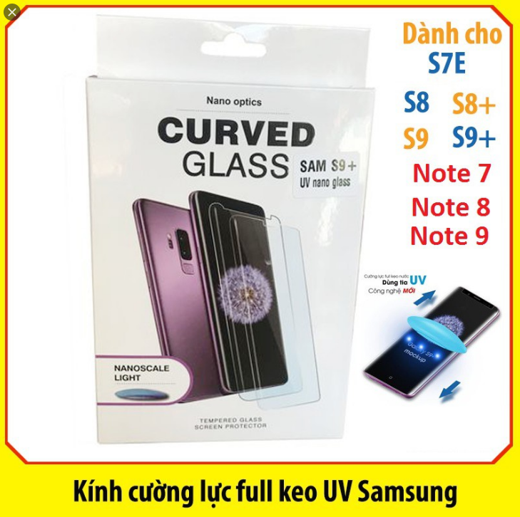 Kính cường lực Full Màn keo UV dành cho Note FE/ s7e/s8/s8+/note 8/s9/s9+/Note 9/S10/S10+/Note10/Note10+ Giá Rẻ