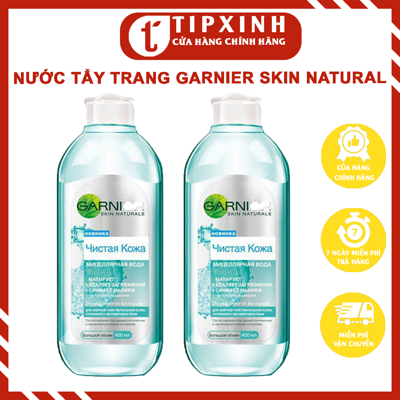Nước tẩy trang Garnier Skin Natural dành cho da dầu, mụn hàng nhập Nga - Tipxinh cosmetics