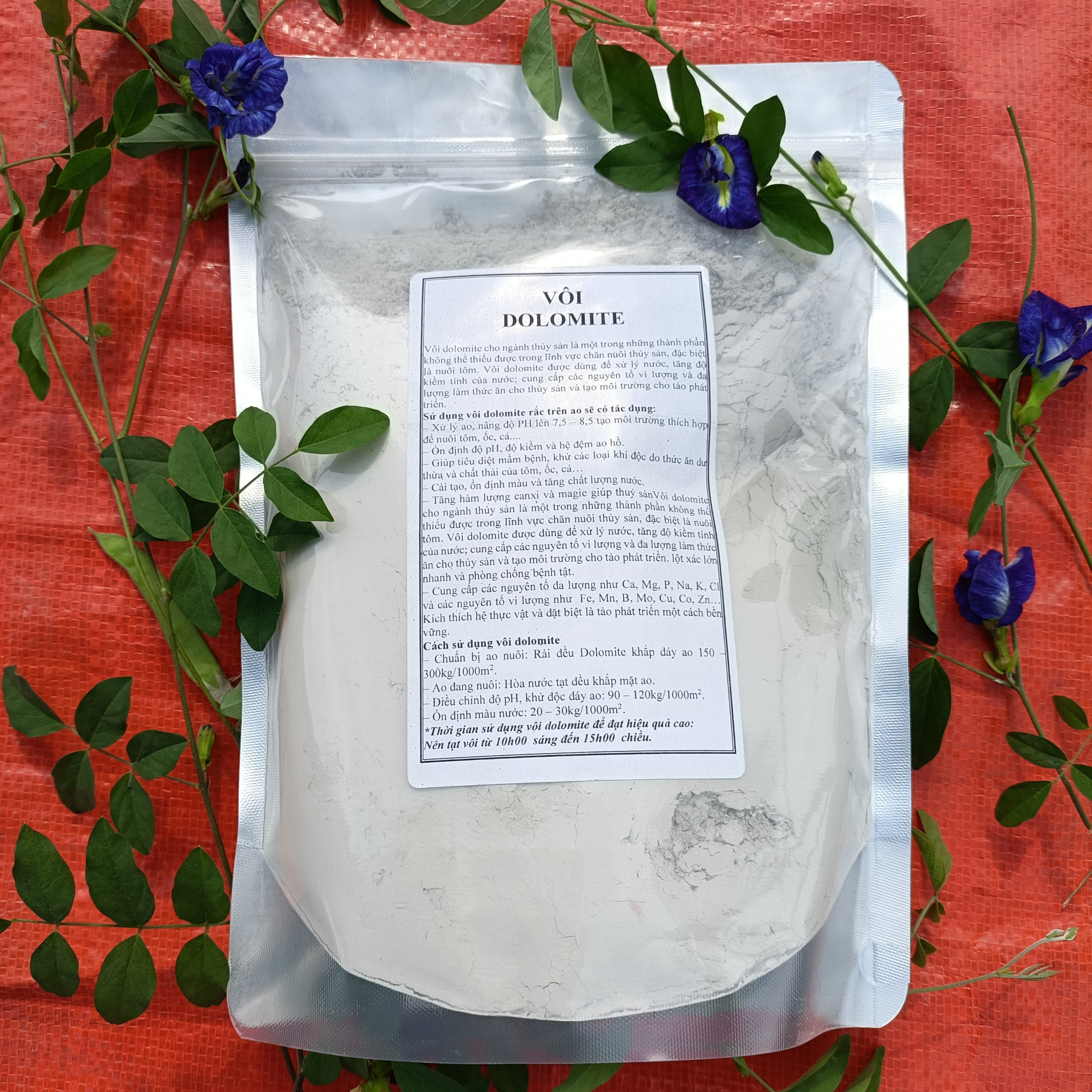 Vôi Dolomite xử lý nước nuôi Ốc Bươu Đen, Tôm, Cá (1kg)