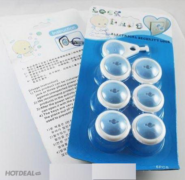 Bịt ổ điện an toàn cho bé 2 chân tròn set ( 6 nút cắm )