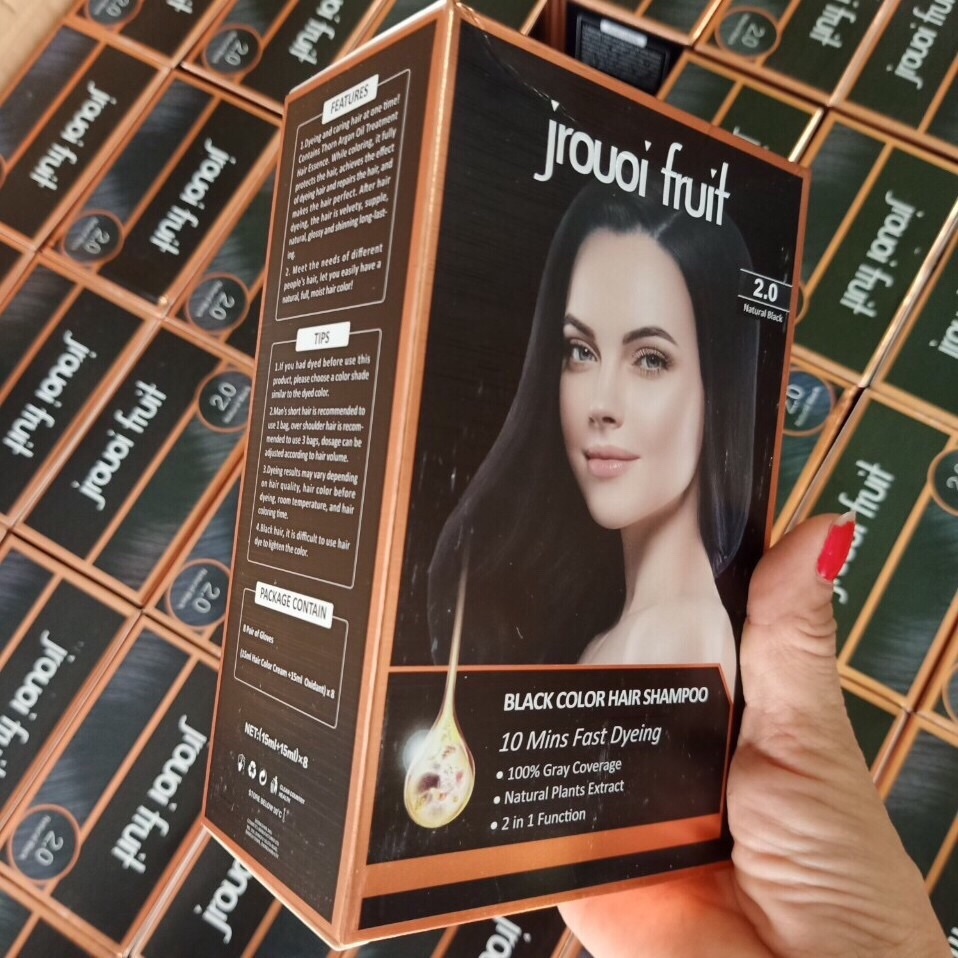 [HCM]Combo hộp 4 gói GỘI LÀ ĐEN Jrouoi Fruit Black Color Hair Shampoo