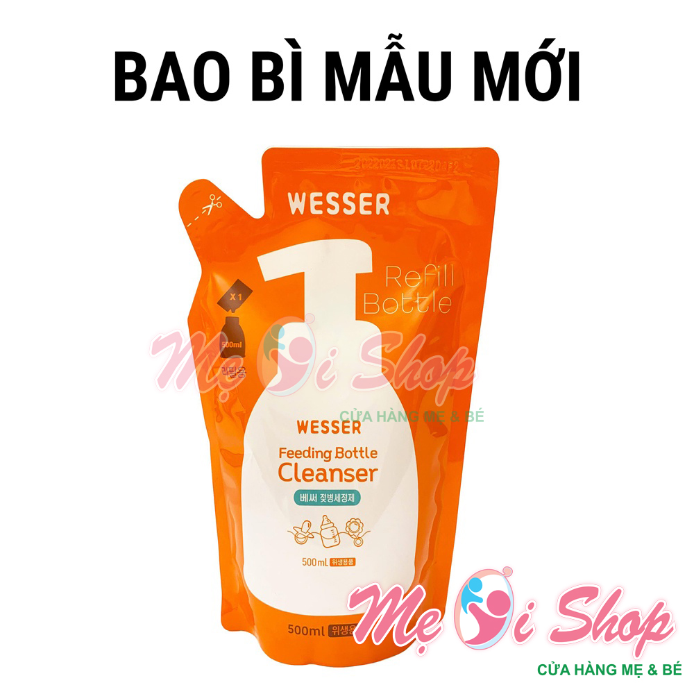 Bộ 4 Gói Nước Rửa Bình Sữa Wesser (500ml x 4)