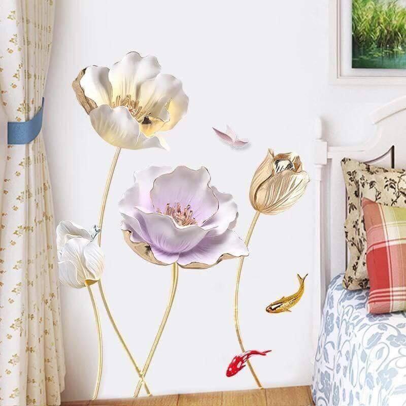 Decal dán tường mẫu sen đá bản to