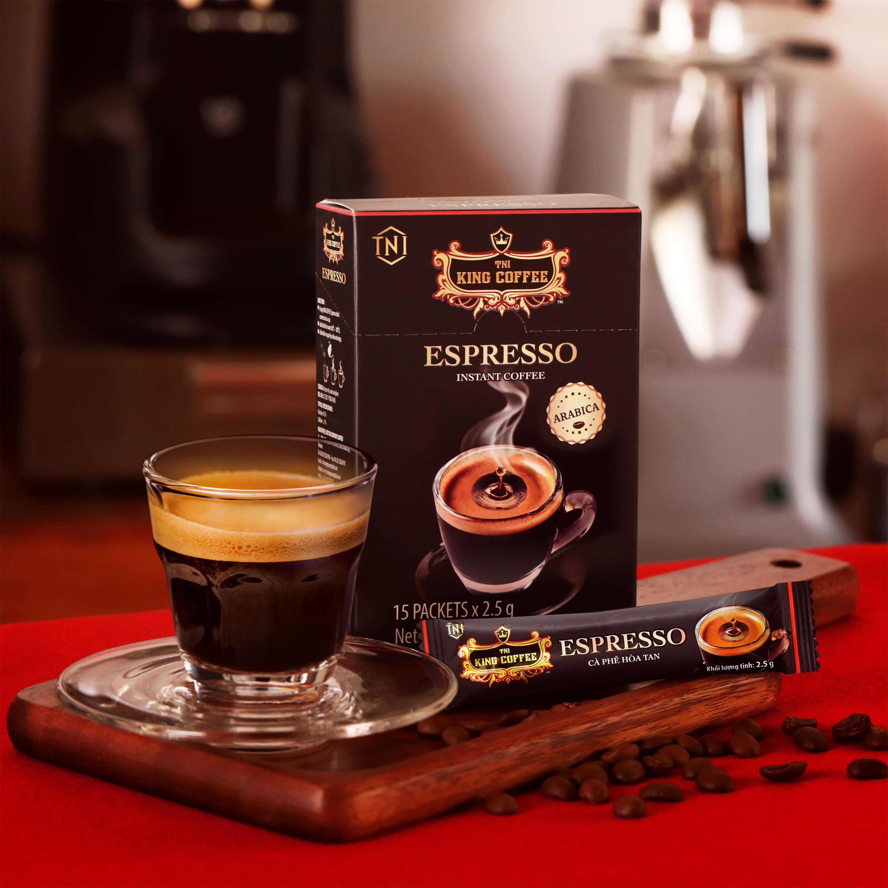 Cà phê đen hòa tan espresso king coffee - hộp 15 gói x 2.5g-hsd 2025