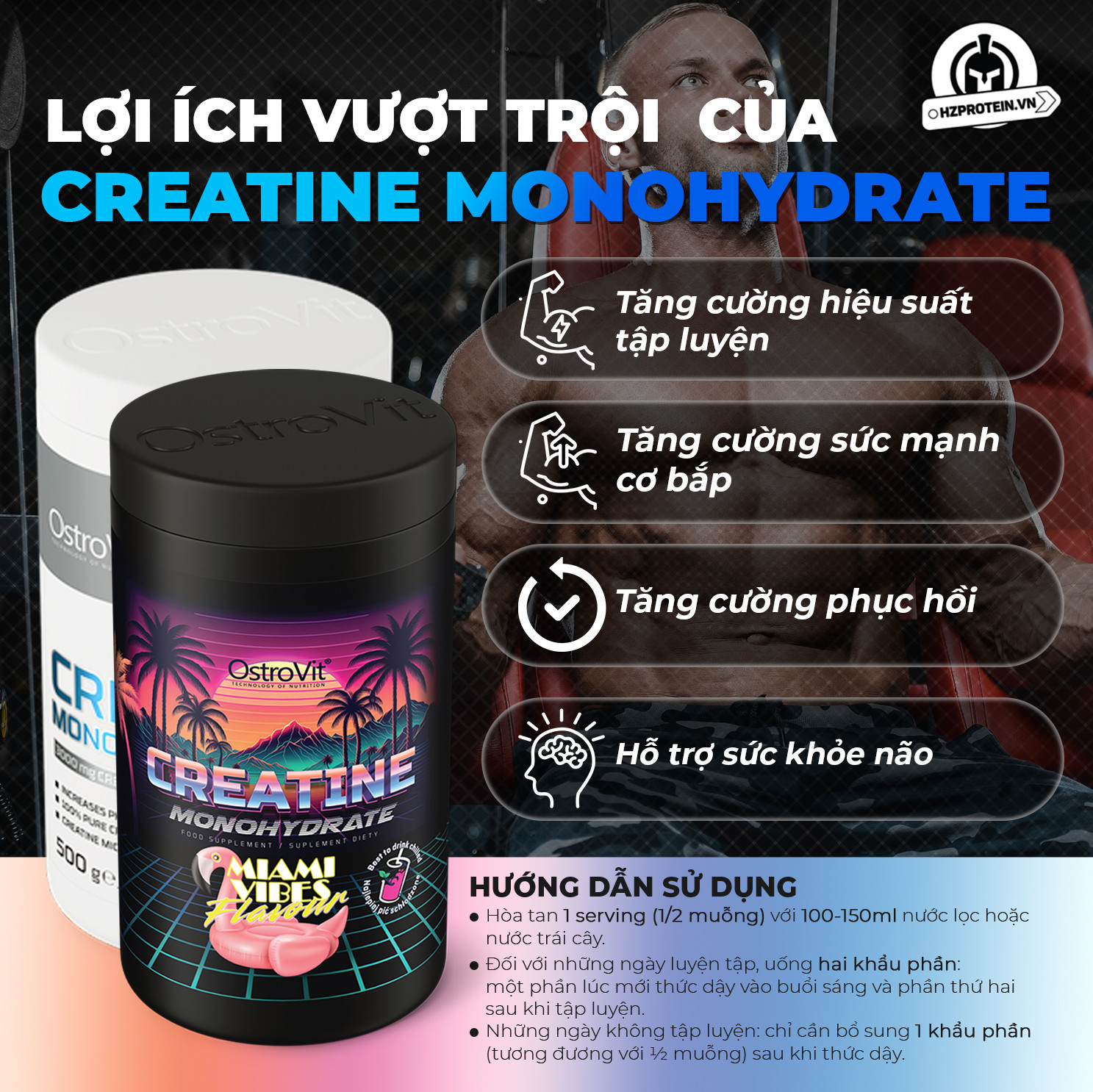 Ostrovit Creatine Monohydrate (500g) - Hỗ trợ cải thiện sức mạnh của nam giới
