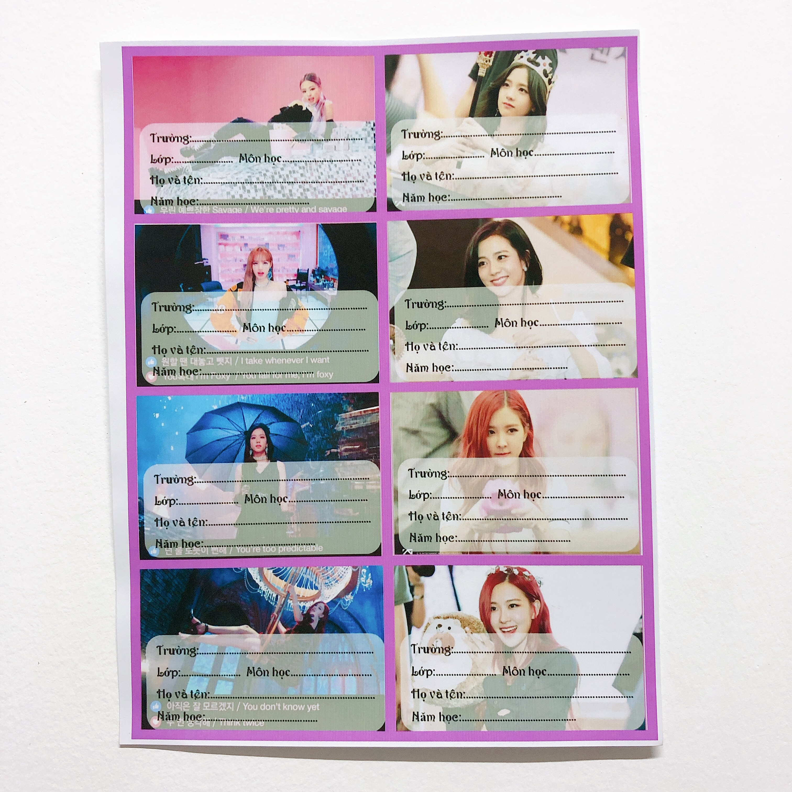 NHÃN VỞ IN HÌNH KPOP BLACKPINK