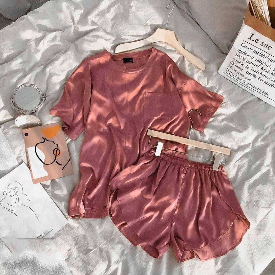 Bộ ngủ lụa ngọc trai Nacy cao cấp ⚡️FREE SHIP⚡️bộ đùi lụa