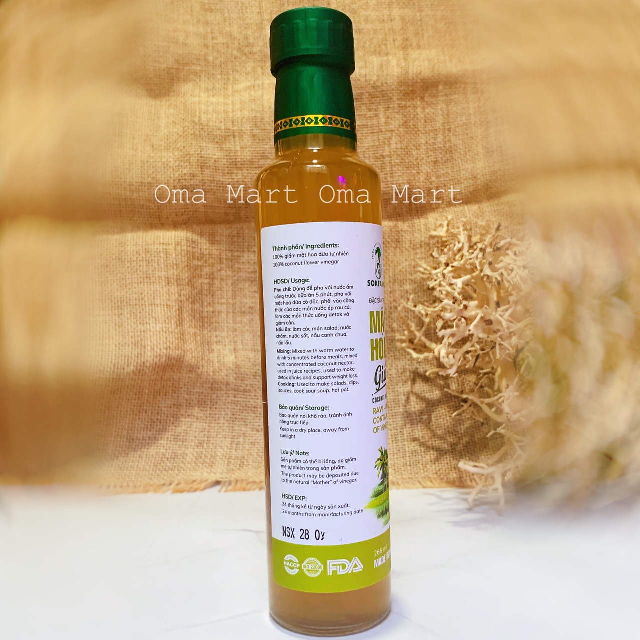 Giấm mật hoa dừa Sokfarm 265m