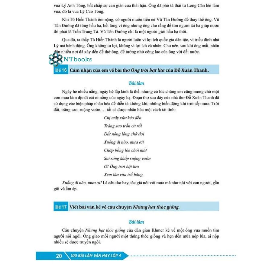 Sách 100 Bài Làm Văn Hay Lớp 4 - NTbooks