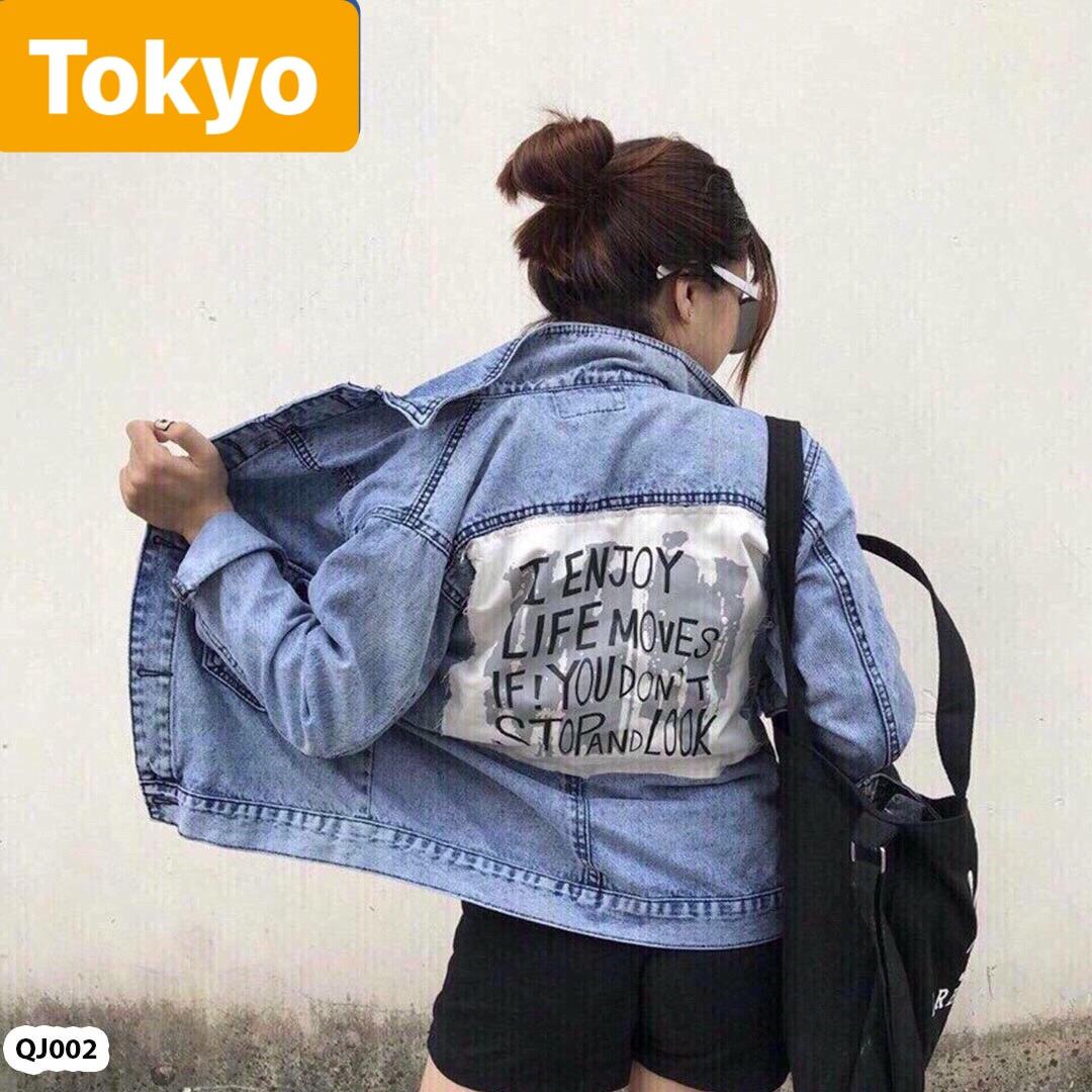 ÁO KHOÁC JEAN NỮ CHỮ ENJOY SAU LƯNG SÀNH ĐIỆU NAGASHIMA  - TOKYO FASHION