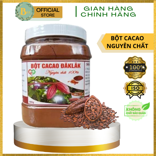 Bột Ca Cao Nguyên Chất Đắk Lắk Hũ 500gr