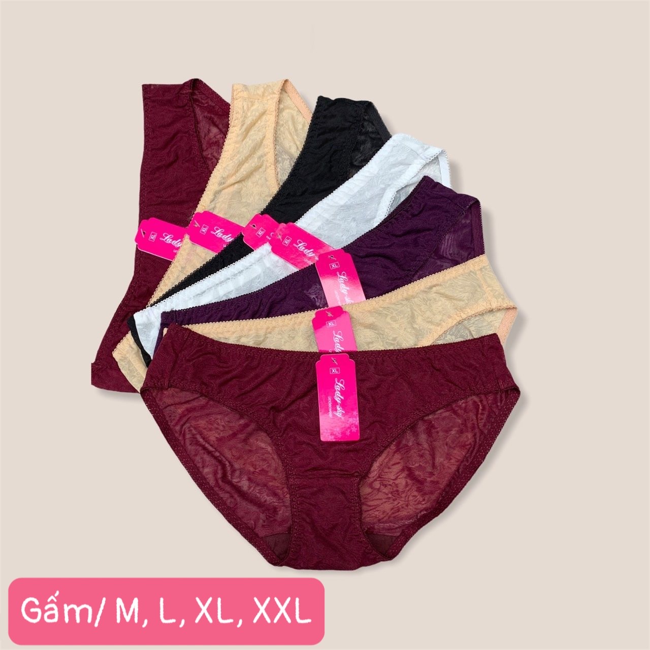 Combo 5 quần lót nữ gấm hoa Lady 500 – Co giãn, thoáng mát, họa tiết sang trọng
