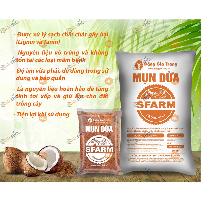[HCM]MỤN DỪA SFARM ĐÃ QUA XỬ LÝ Bao 50dm3