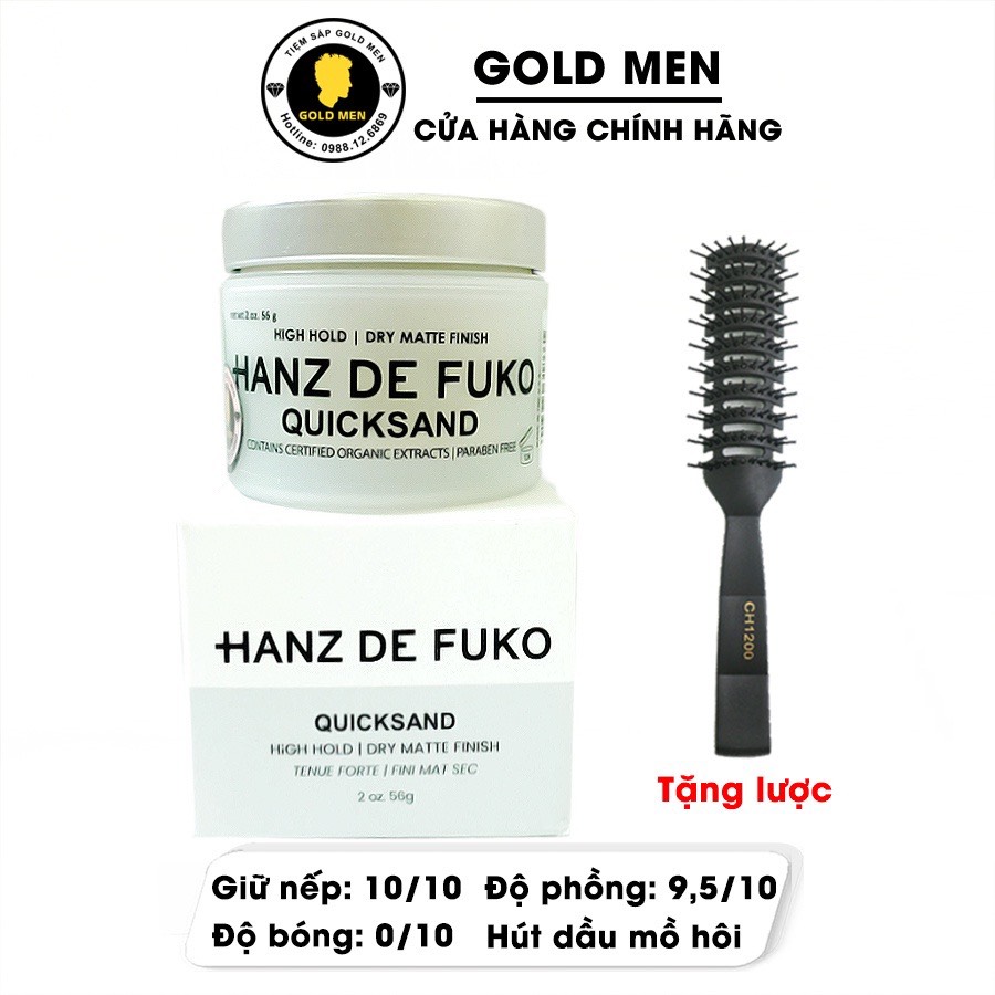 Sáp vuốt tóc Hanz De Fuko Quicksand + Tặng lược