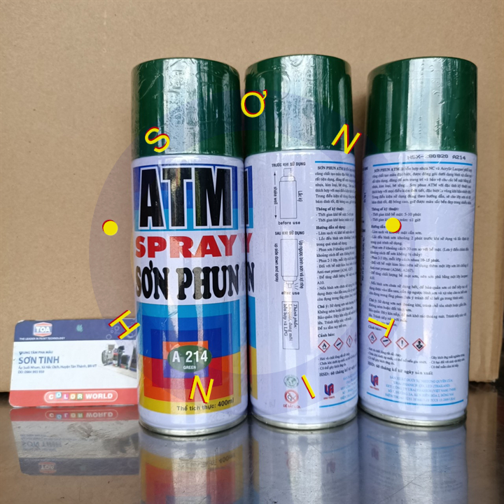 SƠN XỊT MÀU XANH LÁ ATM HOẶC WIN  A214, xanh rêu