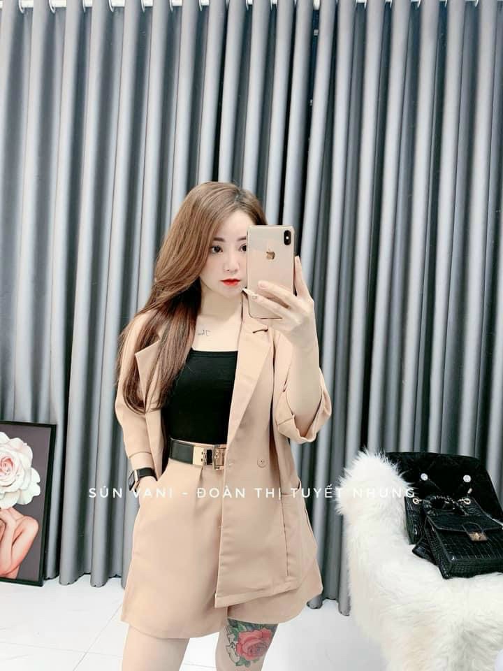 Sét vest đùi 3 mảnh tay dài-QH#vestnu