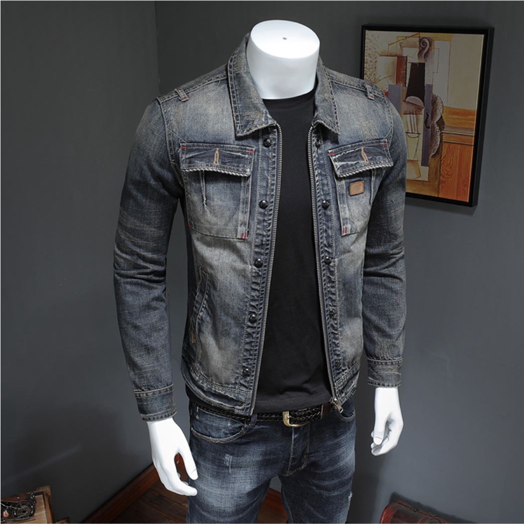 Áo khoác jean - biker jacket jean ab11 mẫu mới 2021